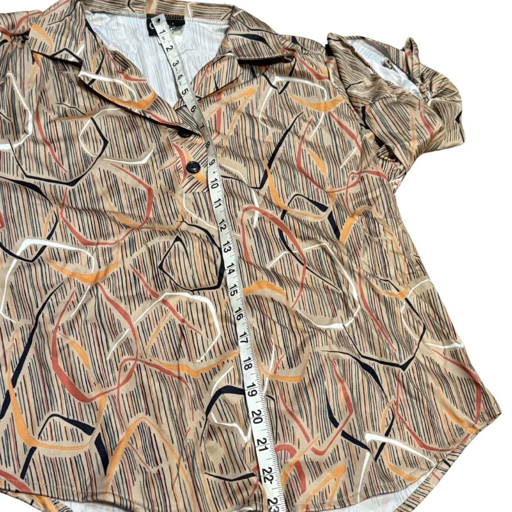 Vintage Carmelton USA Union‎ Made Blouse L Retro Abstract Top - Picture 9 of 10